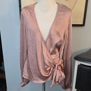 Nasty Gal Satin Wrap Blouse Women's Size 4 New